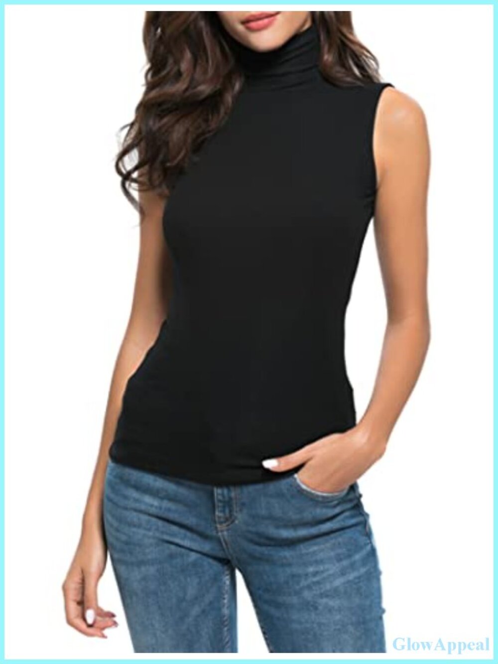 Women's Sleeveless Mock Turtleneck Tank Top Slim Fit Stretchy Rayon Blend Layer